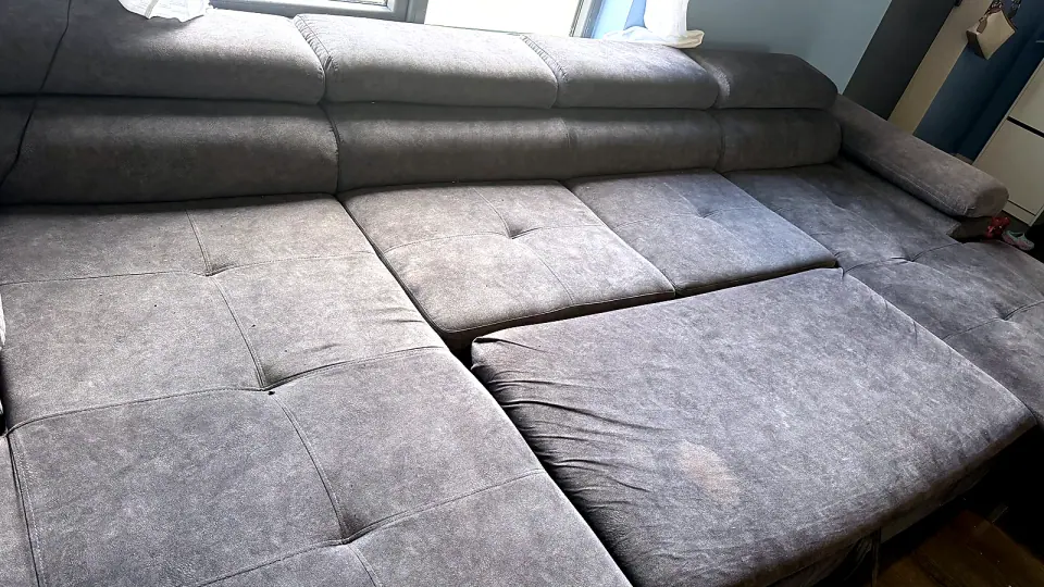Clean sofa fabric prepared for protective treatment